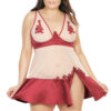 Nude Merlot Satin See-Through Babydoll