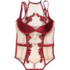 Nude Merlot Satin See-Through Teddy