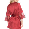 Merlot Satin Lace Sleeve Robe