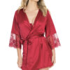 Merlot Satin Lace Sleeve Robe