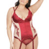Nude Merlot Satin See-Through Corset