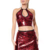 Red Leopard Wet Look Crop Top