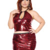 Red Leopard Wet Look Crop Top