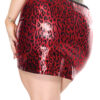Red Leopard Wet Look Skirt