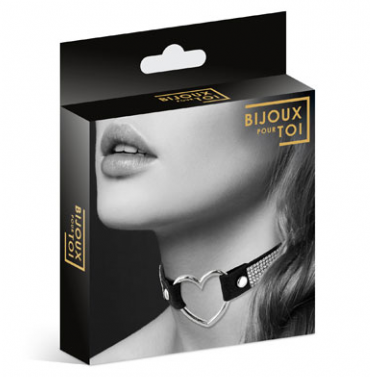 Bijoux Pour Toi - Rhinestones Silver Heart Choker
