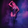 Open Cup Pinstripe Wetlook Bustier Set
