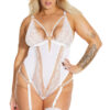 Black Label White Lace Open Back Teddy