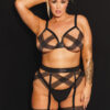 Black Label Black Lace Bralette & Leg Harness Set