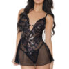 Rose Gold Floral Lace Chemise & Thong