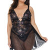 Rose Gold Floral Lace Chemise & Thong