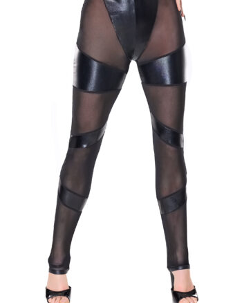 Wet Look Mesh Silhouette Pants