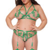 Black Label Green Lace Bra & Ouvert Garter Panty Set