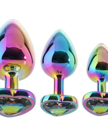 Rainbow Heart Gem Anal Plug Set