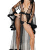 Black Label Marabou Floor Length Robe