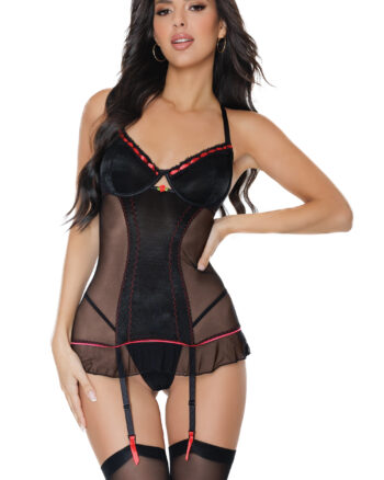 Red Rose Black Mesh Chemise