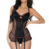 Red Rose Black Mesh Chemise