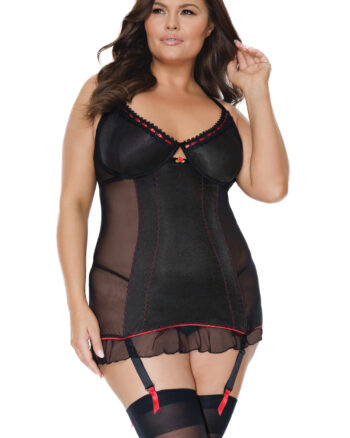 Red Rose Black Mesh Chemise