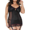 Red Rose Black Mesh Chemise