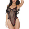 Red Rose Black Mesh Ruffle Teddy