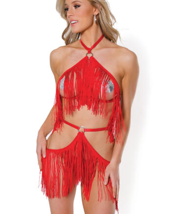 Fringe Top & Harness Skirt Set