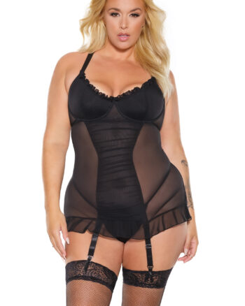 Black Lace Up Back Chemise