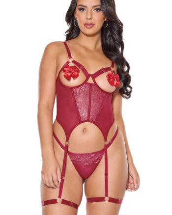Ruby Open Cup Bustier & G-String Set