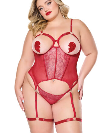 Ruby Open Cup Bustier & G-String Set