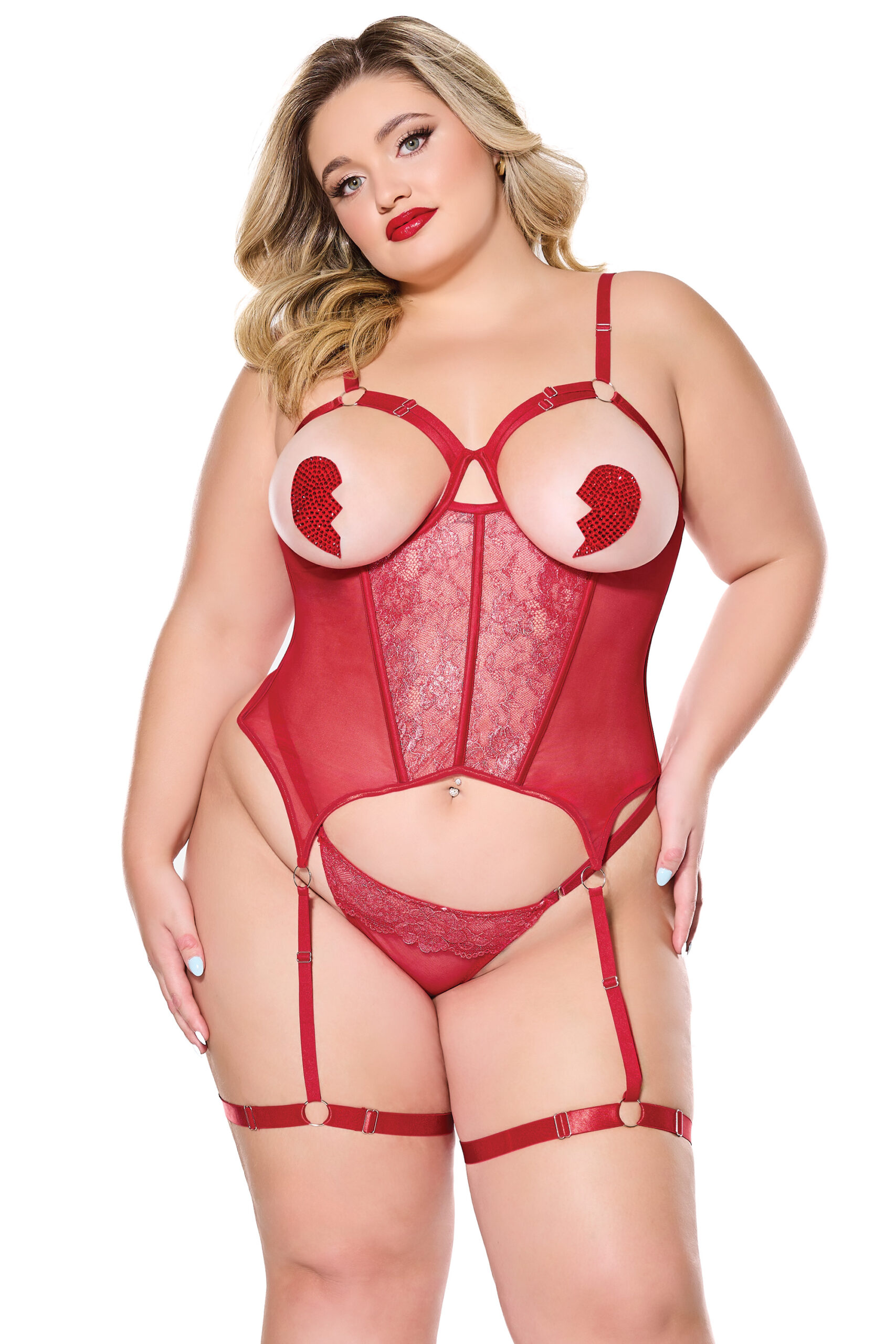 Ruby Open Cup Bustier & G-String Set