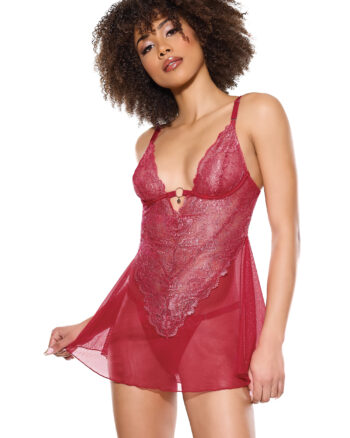 Ruby Shimmer Babydoll & Thong Set