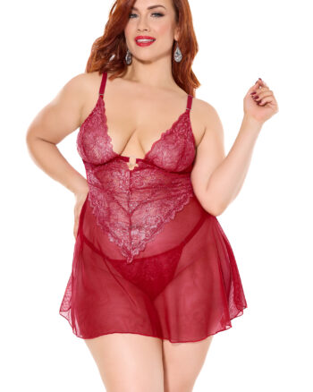 Ruby Shimmer Babydoll & Thong Set