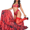 Ruby Shimmer Bra & Crotchless Garter Panty
