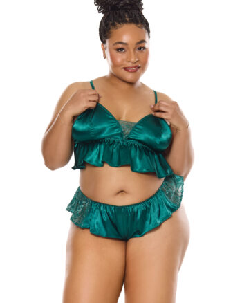 Plus Size Jade Satin Bralette & Panty Set